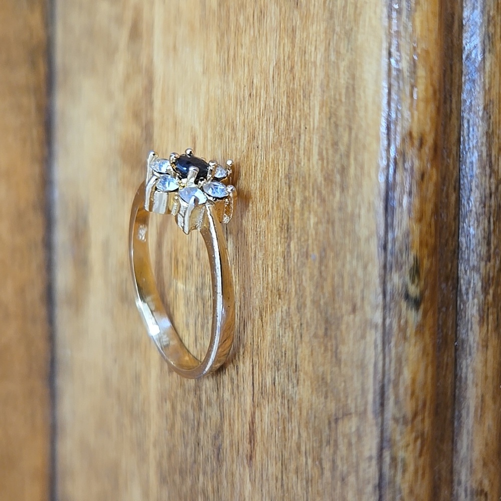 Gold Electroplated Simulated Ruby & Crystals Ring… - image 3